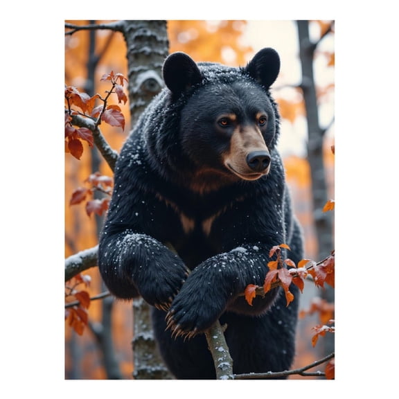 Diamond Art Kit for Adults, Bear In Autumn Tree Snowflakes Diamond Painting for Adults Beginners, 5D DIY Diamond Art Painting Kits, Colorful Diamond Painting Craft for Home Decor 12x16