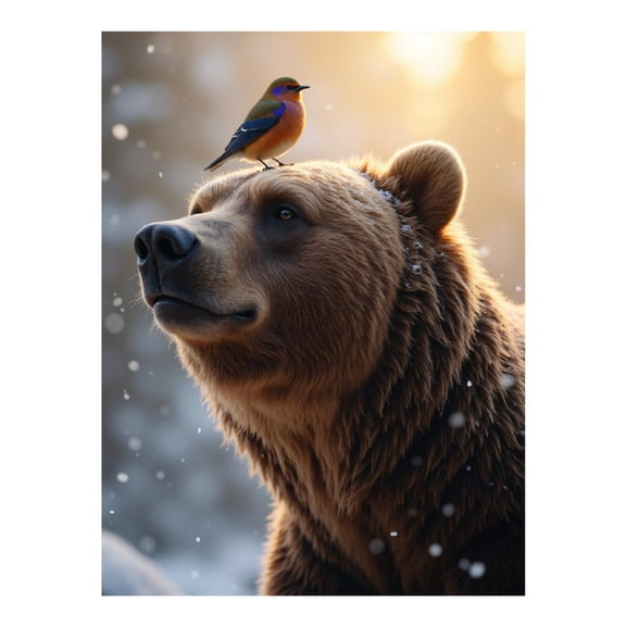 Diamond Art Kit for Adults, Bear And Bird Winter Scene Diamond Painting for Adults Beginners, DIY Diamond Art Painting Kits, 5D Diamond Painting Crafts for Home Decor 12x16 Frameless