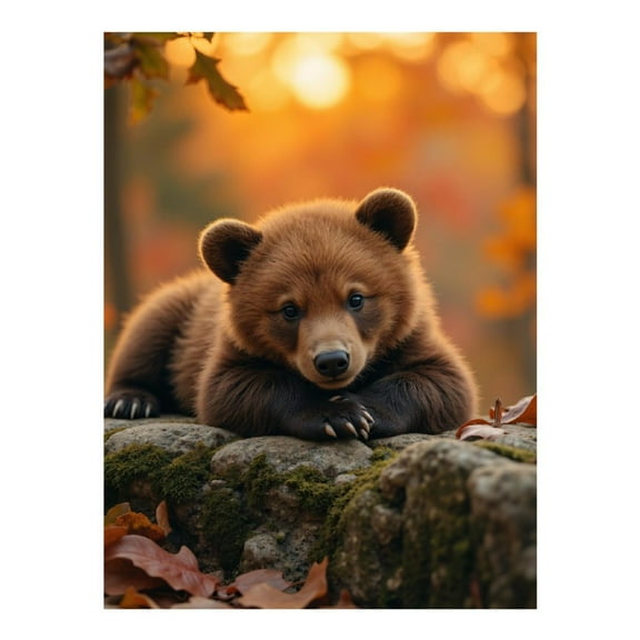 Diamond Art Kit for Adults, Bear Cub Autumn Serenity Diamond Painting for Adults Beginners, 5D DIY Diamond Art Painting Kits, Colorful Diamond Painting Craft for Home Decor 12x16