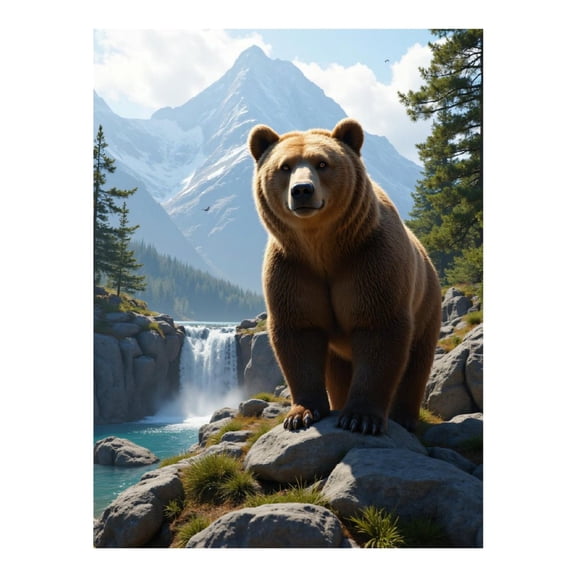 Diamond Art Kit for Adults, Bear In Mountain Paradise Diamond Painting for Adults Beginners, 5D DIY Diamond Art Painting Kits, Colorful Diamond Painting Craft for Home Decor 12x16