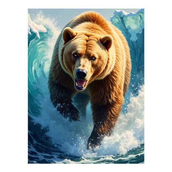 Diamond Art Kit for Adults, Bear Ocean Wave Power Force Diamond Painting for Adults Beginners, 5D DIY Diamond Art Painting Kits, Colorful Diamond Painting Craft for Home Decor 12x16