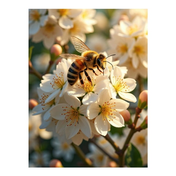 Diamond Art Kit for Adults, Bee On Blossoming Spring Flowers Diamond Painting for Adults Beginners, DIY Diamond Art Painting Kits, 5D Diamond Painting Crafts for Home Decor 12x16 Frameless