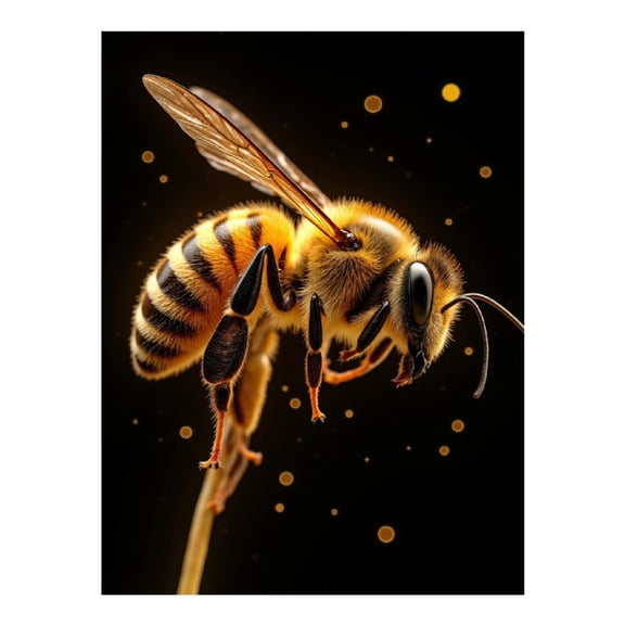 Diamond Art Kit for Adults, Bee Macro Photography Yellow Glow Diamond Painting for Adults Beginners, 5D DIY Diamond Art Painting Kits, Colorful Diamond Painting Craft for Home Decor 12x16