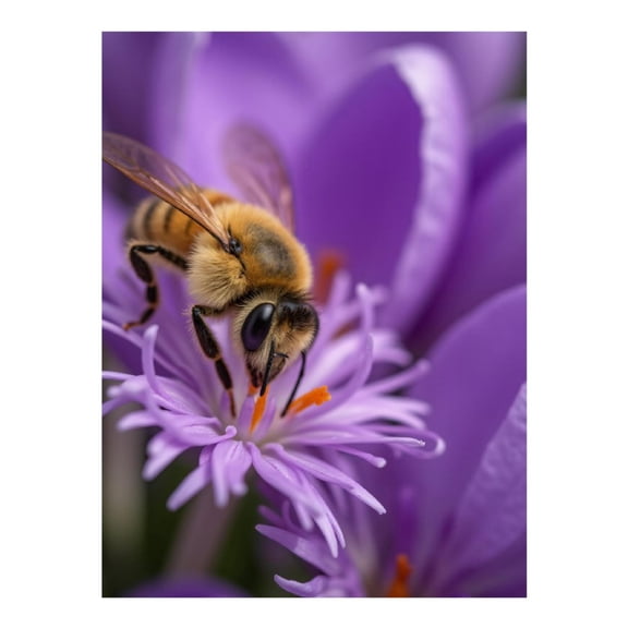 Diamond Art Kit for Adults, Bee On Purple Flower Closeup Diamond Painting for Adults Beginners, DIY Diamond Art Painting Kits, 5D Diamond Painting Crafts for Home Decor 12x16 Frameless