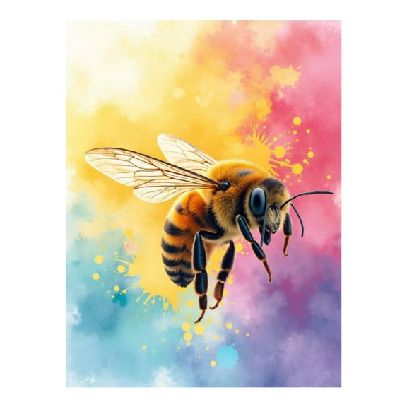Diamond Art Kit for Adults, Bee Vibrant Colorful Background Diamond Painting for Adults Beginners, DIY Diamond Art Painting Kits, 5D Diamond Painting Crafts for Home Decor 12x16 Frameless
