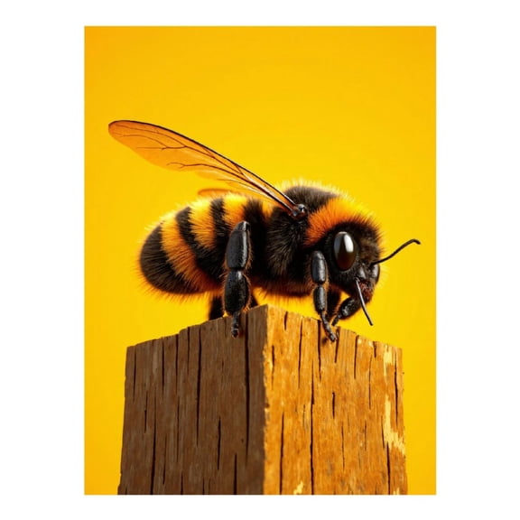 Diamond Art Kit for Adults, Bee On Wooden Post Vibrant Background Diamond Painting for Adults Beginners, 5D DIY Diamond Art Painting Kits, Colorful Diamond Painting Craft for Home Decor 12x16