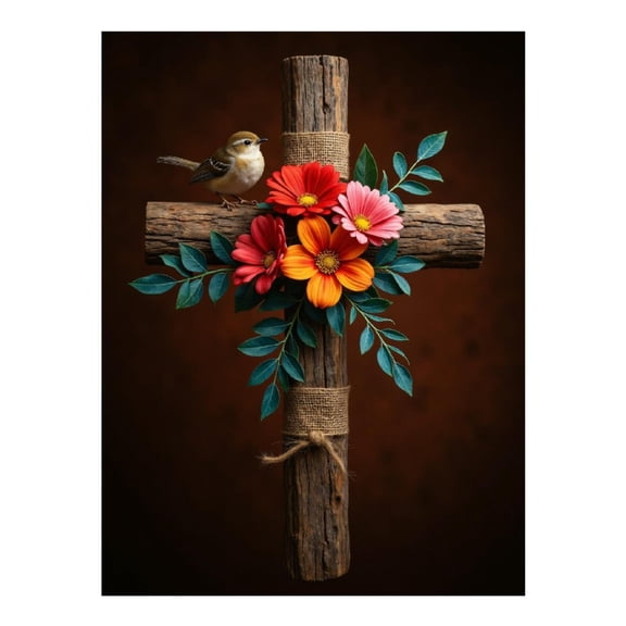 Diamond Art Kit for Adults, Bird Wood Flowers Leaves Composition Diamond Painting for Adults Beginners, DIY Diamond Art Painting Kits, 5D Diamond Painting Crafts for Home Decor 12x16 Frameless