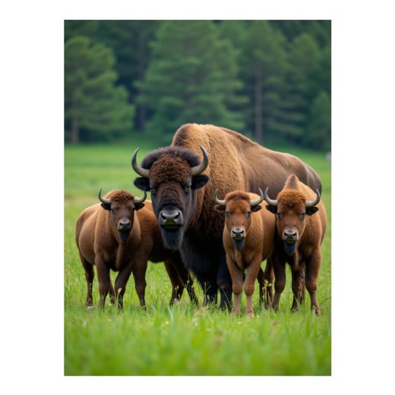 Diamond Art Kit for Adults, Bison Family In Lush Green Field Diamond Painting for Adults Beginners, 5D DIY Diamond Art Painting Kits, Colorful Diamond Painting Craft for Home Decor 12x16