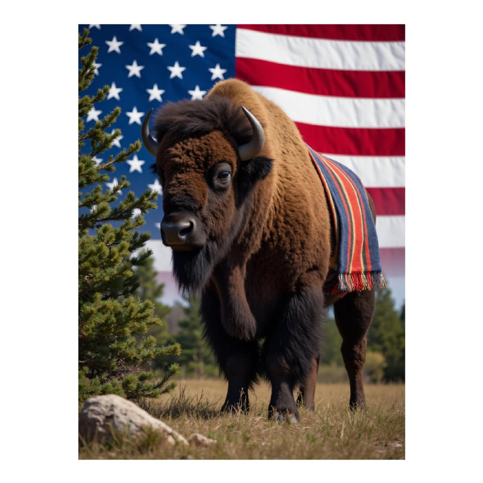 Diamond Art Kit for Adults, Bison Patriotic Blanket Landscape Diamond Painting for Adults Beginners, DIY Diamond Art Painting Kits, 5D Diamond Painting Crafts for Home Decor 12x16 Frameless