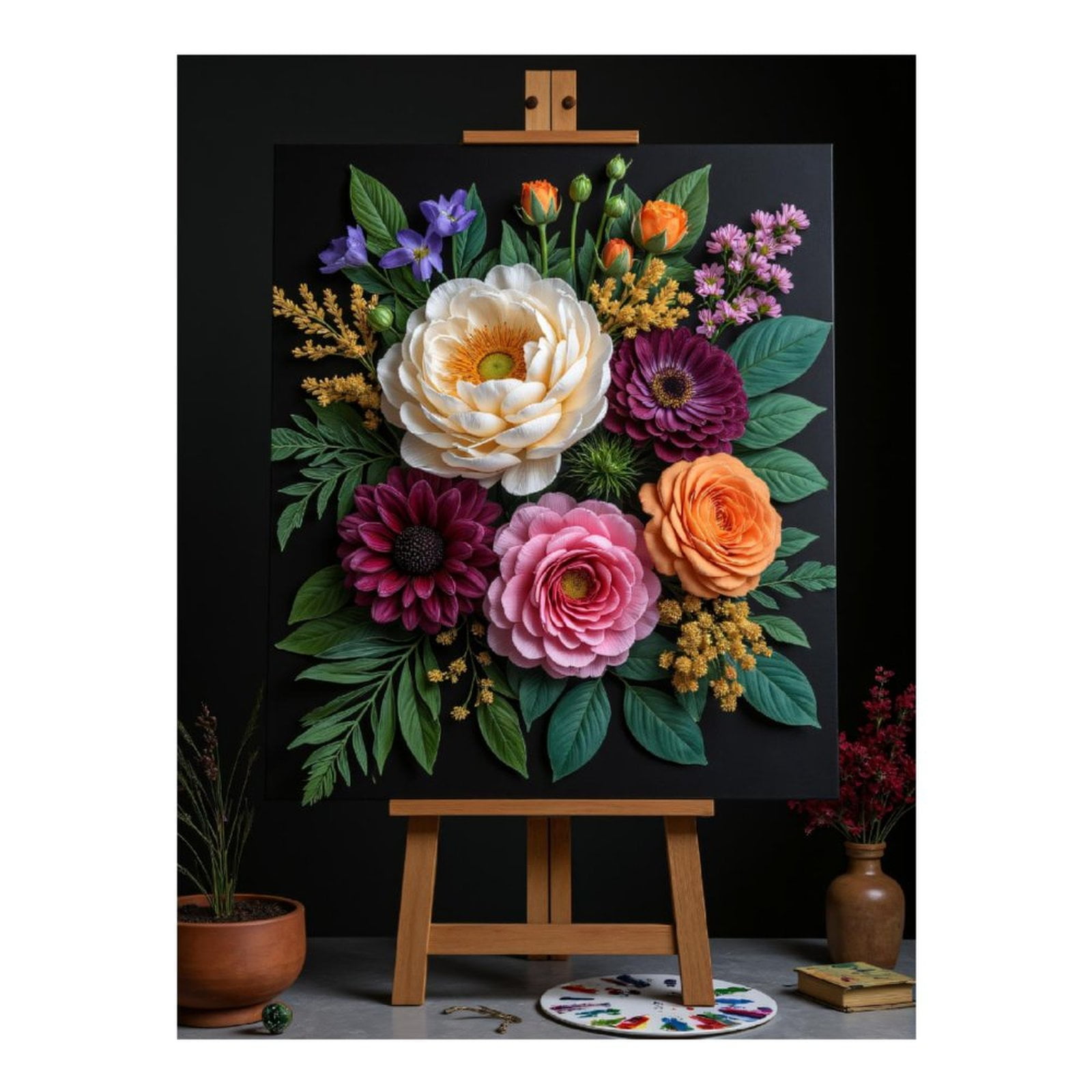 Diamond Art Kit for Adults, Blooming Floral Art Canvas Display Diamond Painting for Adults Beginners, 5D DIY Diamond Art Painting Kits, Colorful Diamond Painting Craft for Home Decor 12x16
