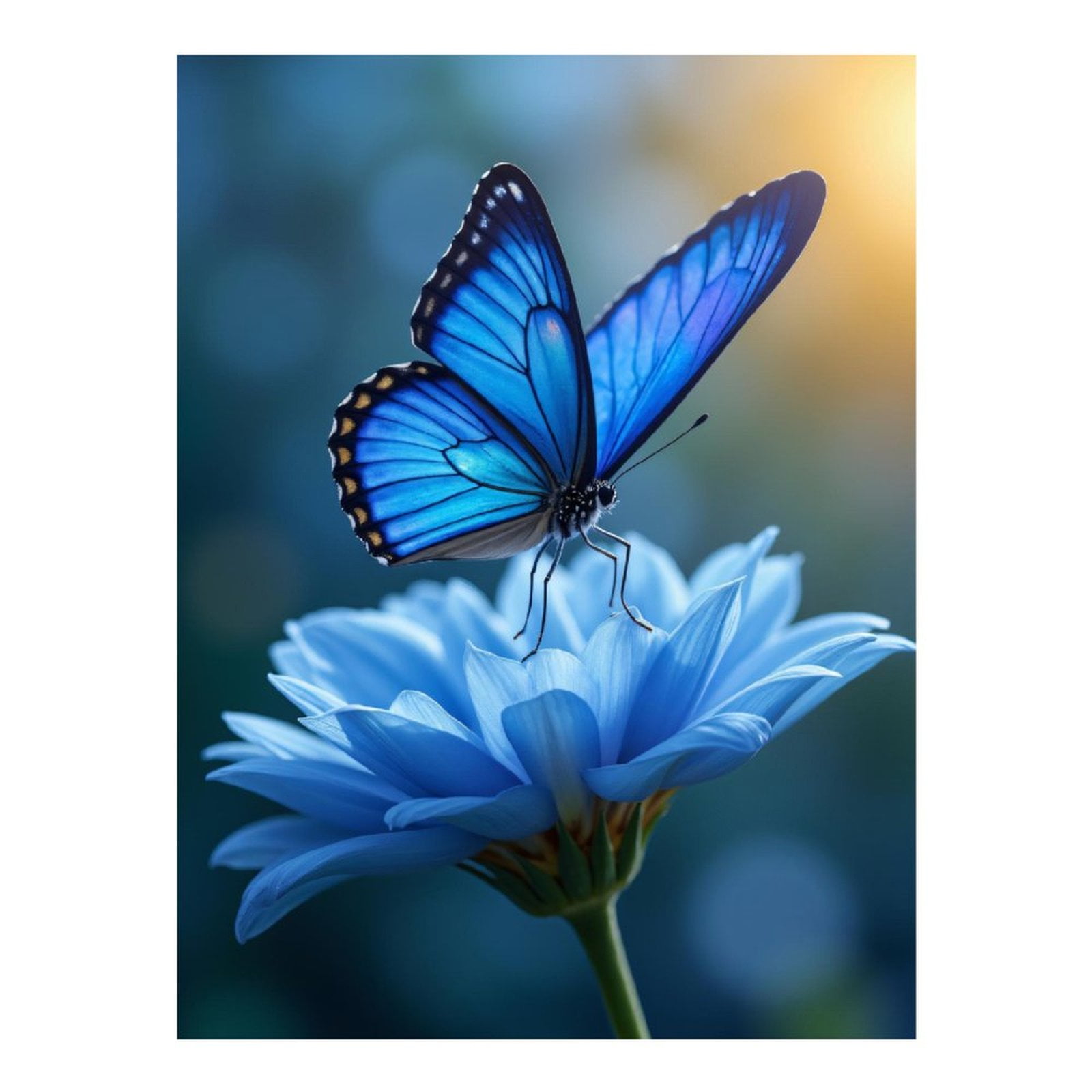 Diamond Art Kit for Adults, Blue Butterfly On Flower Blossom Diamond Painting for Adults Beginners, DIY Diamond Art Painting Kits, 5D Diamond Painting Crafts for Home Decor 12x16 Frameless