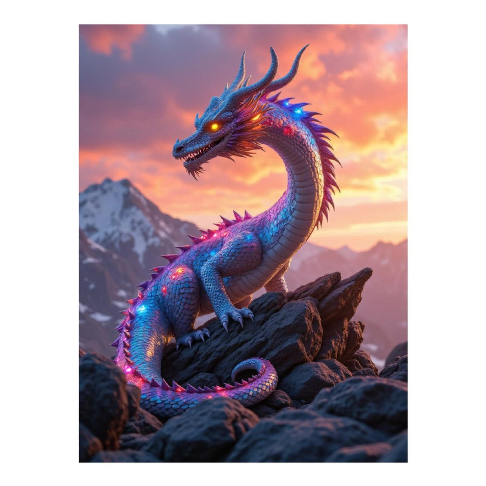 Diamond Art Kit for Adults, Blue Dragon Sunset Rocks Majesty Diamond Painting for Adults Beginners, 5D DIY Diamond Art Painting Kits, Colorful Diamond Painting Craft for Home Decor 12x16