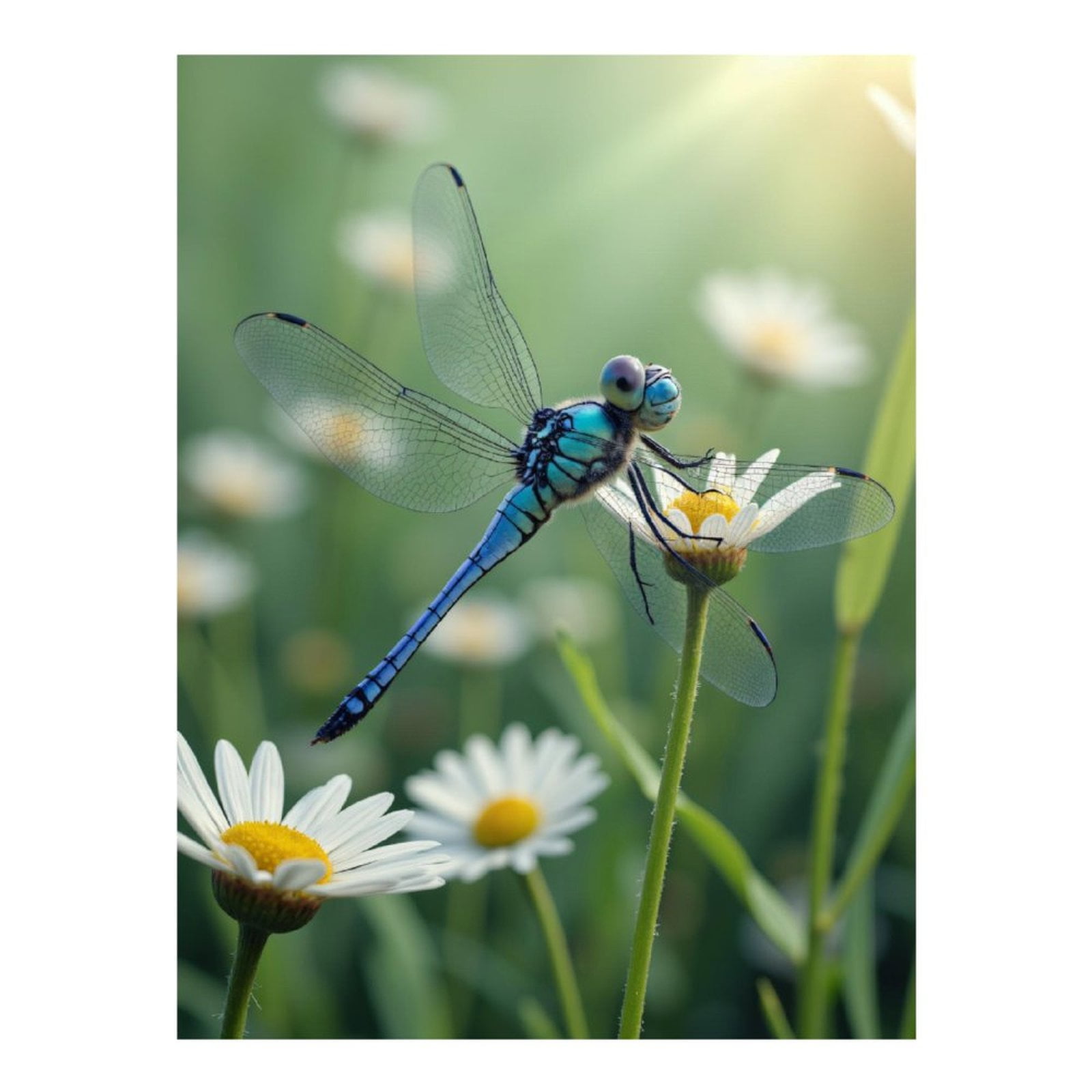 Diamond Art Kit for Adults, Blue Dragonfly On Daisy Bloom Diamond Painting for Adults Beginners, 5D DIY Diamond Art Painting Kits, Colorful Diamond Painting Craft for Home Decor 12x16