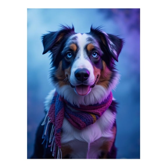 Diamond Art Kit for Adults, Blue Eyed Dog With Colorful Scarf Diamond Painting for Adults Beginners, DIY Diamond Art Painting Kits, 5D Diamond Painting Crafts for Home Decor 12x16 Frameless