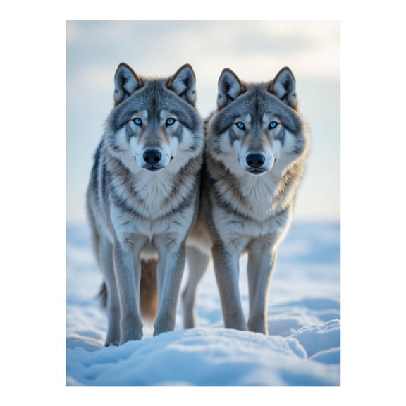 Diamond Art Kit for Adults, Blue Eyed Wolves Winter Scene Diamond Painting for Adults Beginners, 5D DIY Diamond Art Painting Kits, Colorful Diamond Painting Craft for Home Decor 12x16