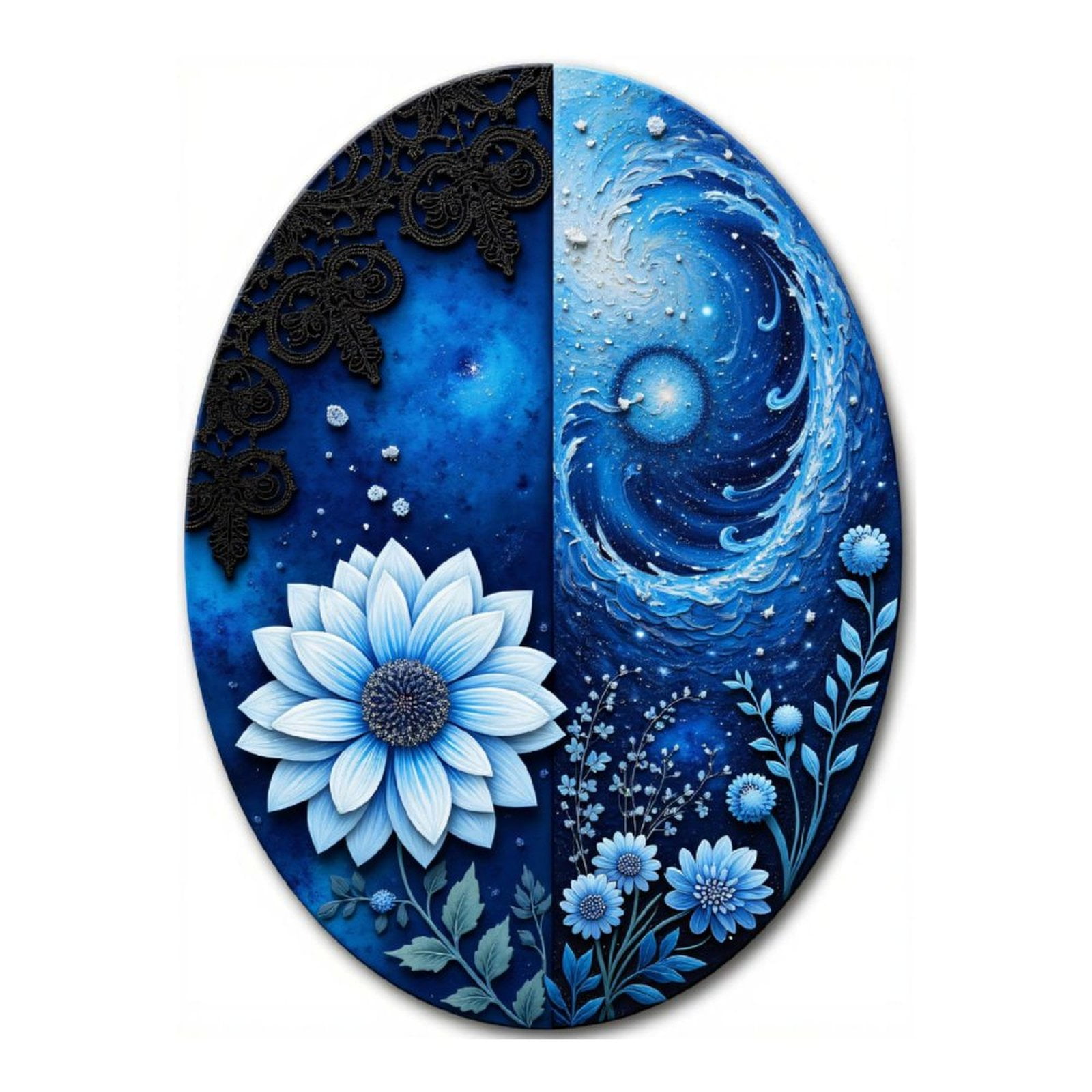 Diamond Art Kit for Adults, Blue Floral Art Oval Canvas Diamond Painting for Adults Beginners, DIY Diamond Art Painting Kits, 5D Diamond Painting Crafts for Home Decor 12x16 Frameless