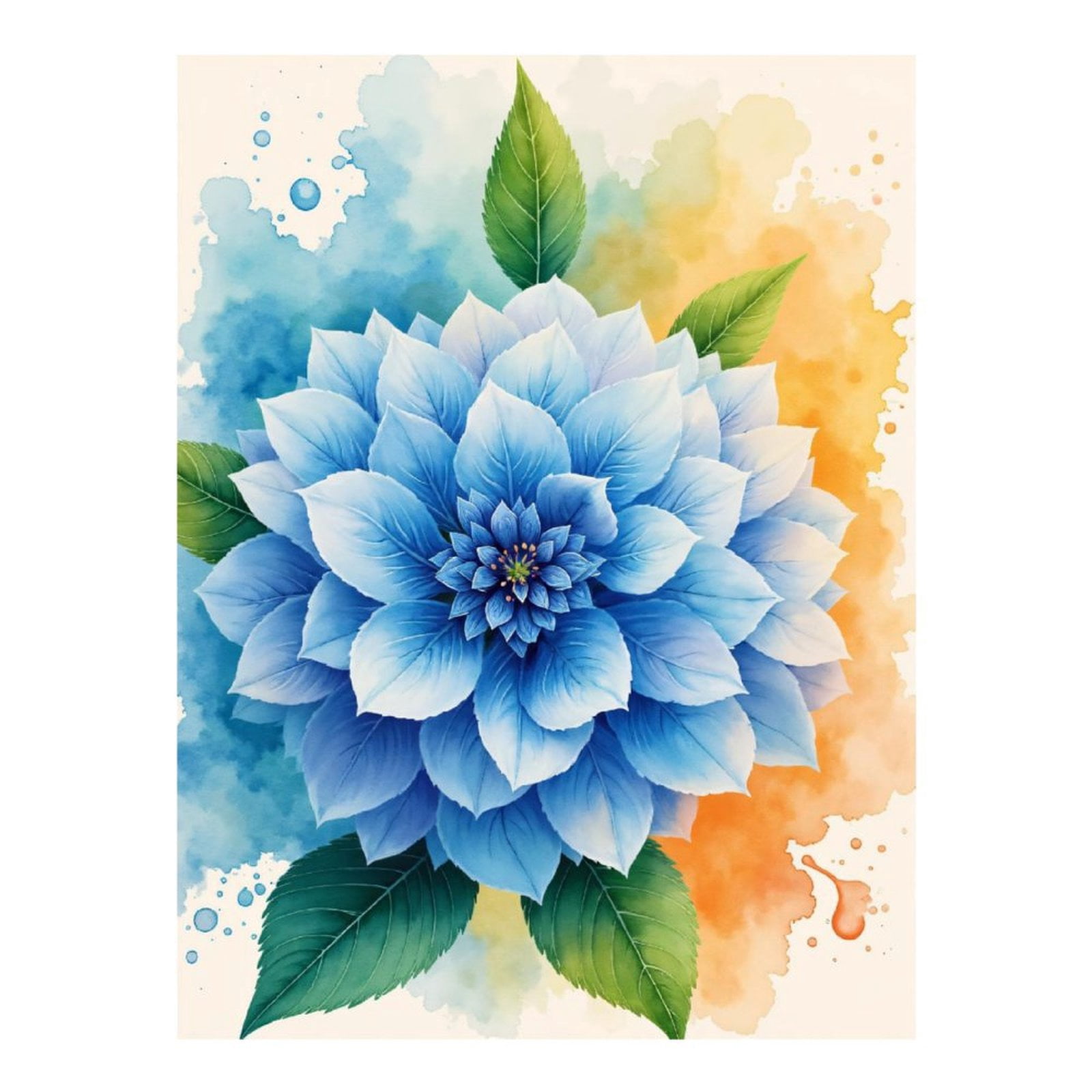 Diamond Art Kit for Adults, Blue Flower Watercolor Art Canvas Diamond Painting for Adults Beginners, 5D DIY Diamond Art Painting Kits, Colorful Diamond Painting Craft for Home Decor 12x16