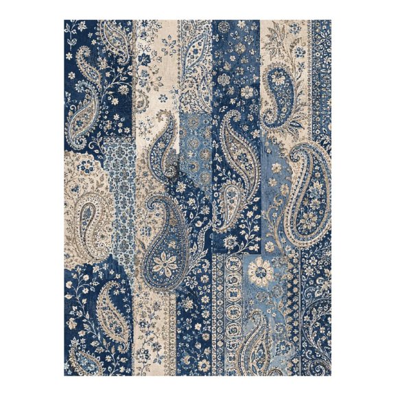 Diamond Art Kit for Adults, Blue Paisley Patch Diamond Painting for Adults Beginners, 5D DIY Diamond Art Painting Kits, Colorful Diamond Painting Craft for Home Decor 12x16