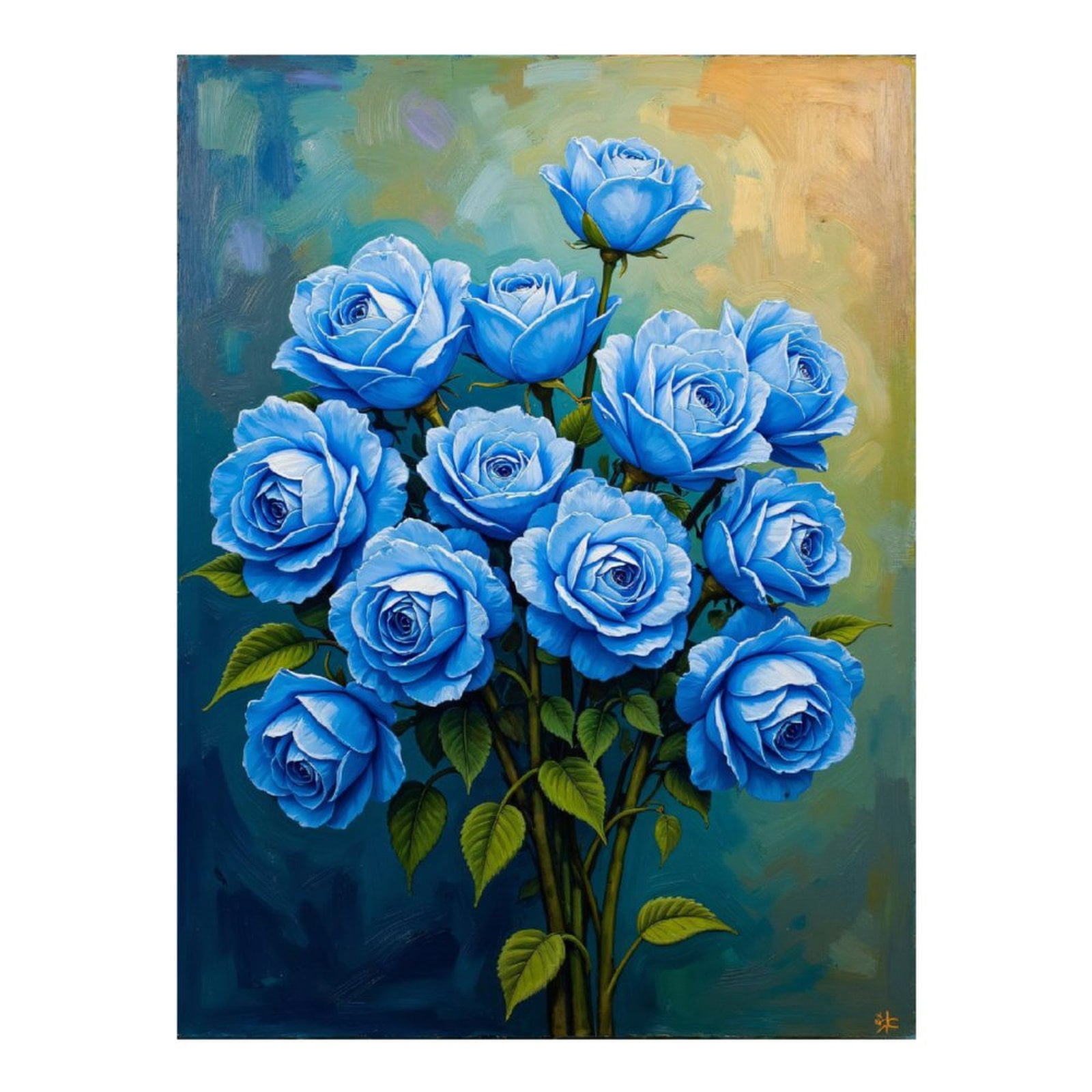 Diamond Art Kit for Adults, Blue Roses Floral Bouquet Art Diamond Painting for Adults Beginners, DIY Diamond Art Painting Kits, 5D Diamond Painting Crafts for Home Decor 12x16 Frameless