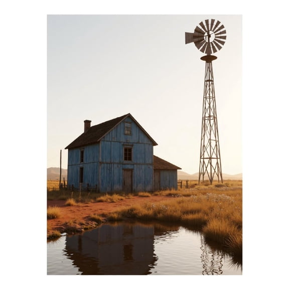 Diamond Art Kit for Adults, Blue Rustic House Windmill Reflection Diamond Painting for Adults Beginners, DIY Diamond Art Painting Kits, 5D Diamond Painting Crafts for Home Decor 12x16 Frameless