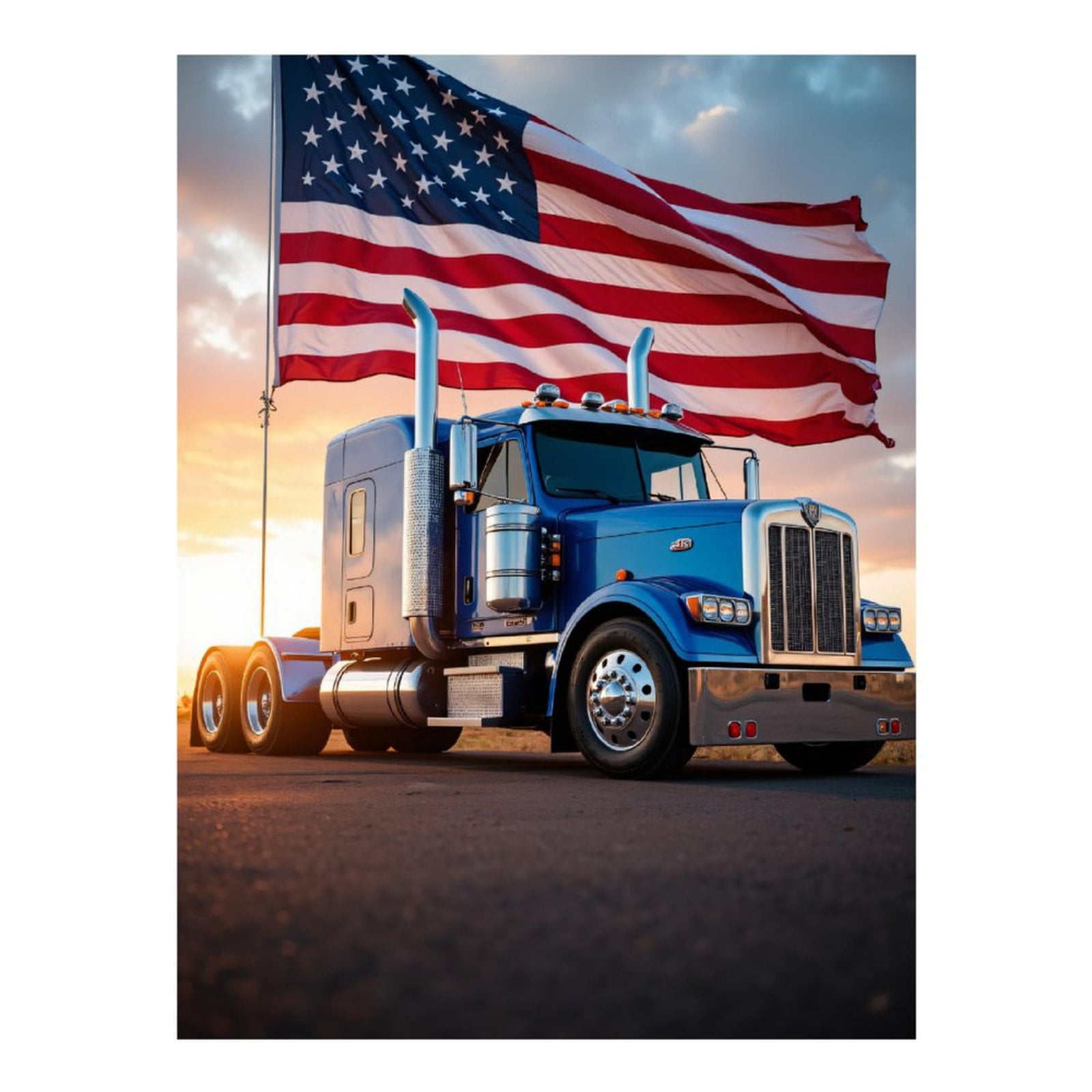 Diamond Art Kit for Adults, Blue Truck Sunset Patriotic Display Diamond Painting for Adults Beginners, 5D DIY Diamond Art Painting Kits, Colorful Diamond Painting Craft for Home Decor 12x16