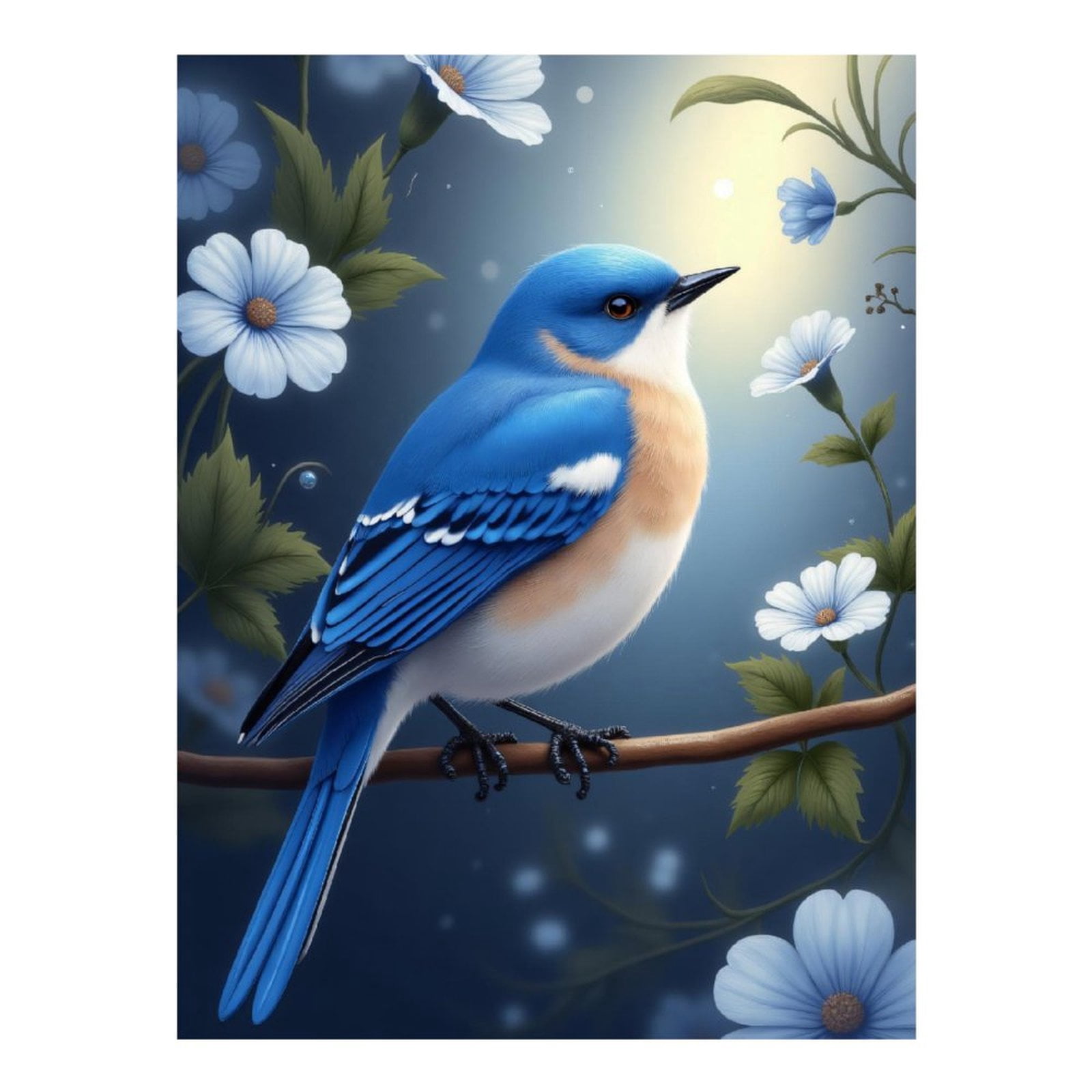 Diamond Art Kit for Adults, Bluebird Flower Print No.41 Diamond