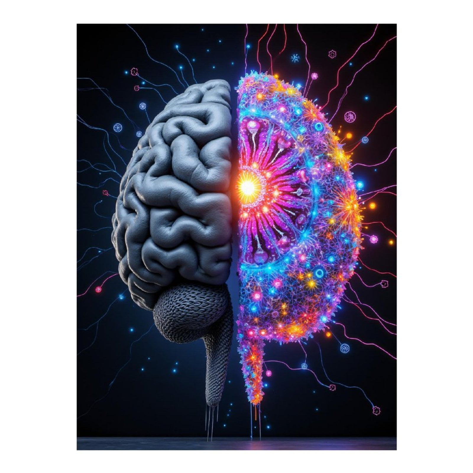 Diamond Art Kit for Adults, Brain Neural Digital Fusion Lights Diamond Painting for Adults Beginners, 5D DIY Diamond Art Painting Kits, Colorful Diamond Painting Craft for Home Decor 12x16
