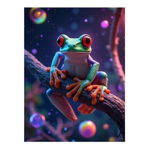 Diamond Art Kit for Adults, Bright Frog On Branch Dreamscape Diamond Painting for Adults Beginners, 5D DIY Diamond Art Painting Kits, Colorful Diamond Painting Craft for Home Decor 12x16
