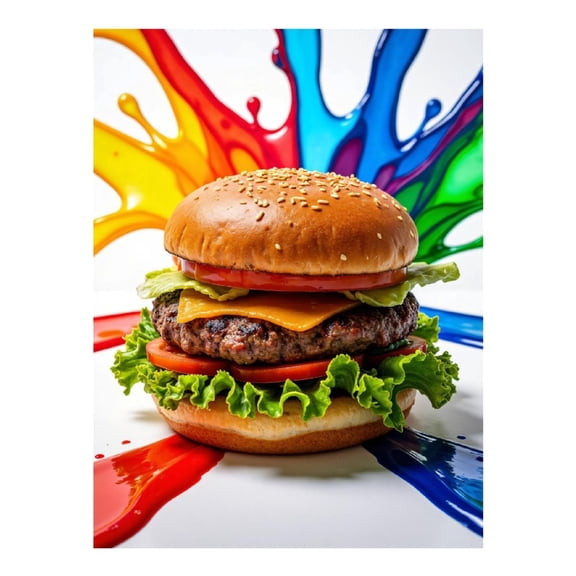 Diamond Art Kit for Adults, Burger Art Explosion Colors Diamond Painting for Adults Beginners, DIY Diamond Art Painting Kits, 5D Diamond Painting Crafts for Home Decor 12x16 Frameless