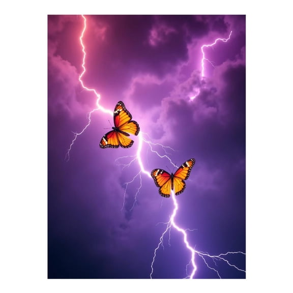 Diamond Art Kit for Adults, Butterflies Lightning Storm Sky Diamond Painting for Adults Beginners, 5D DIY Diamond Art Painting Kits, Colorful Diamond Painting Craft for Home Decor 12x16 Frameless