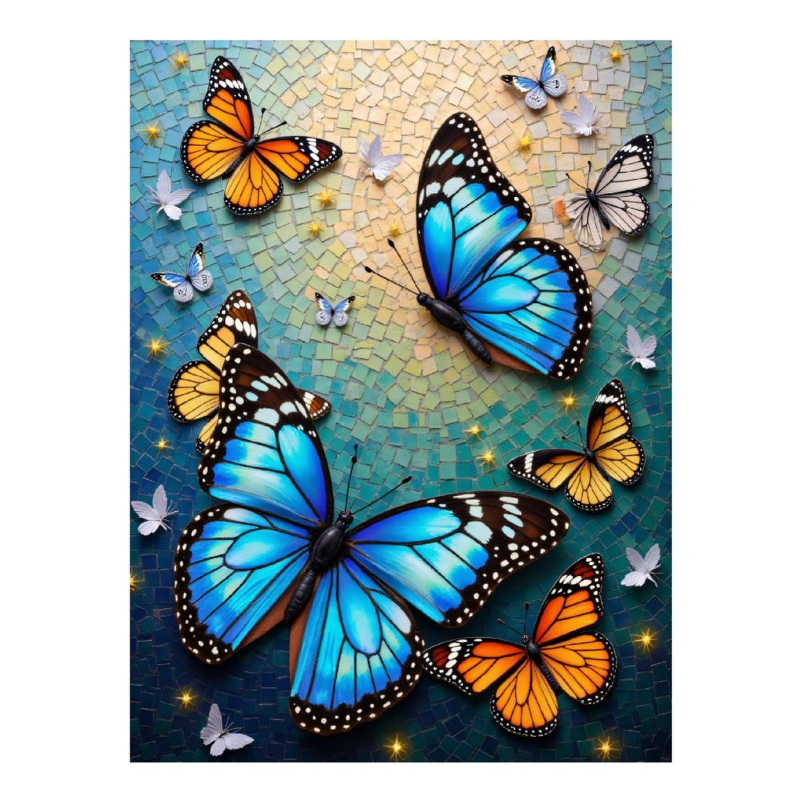 Diamond Art Kit for Adults, Butterflies Mosaic Art Wings Bright Diamond Painting for Adults Beginners, 5D DIY Diamond Art Painting Kits, Colorful Diamond Painting Craft for Home Decor 12x16