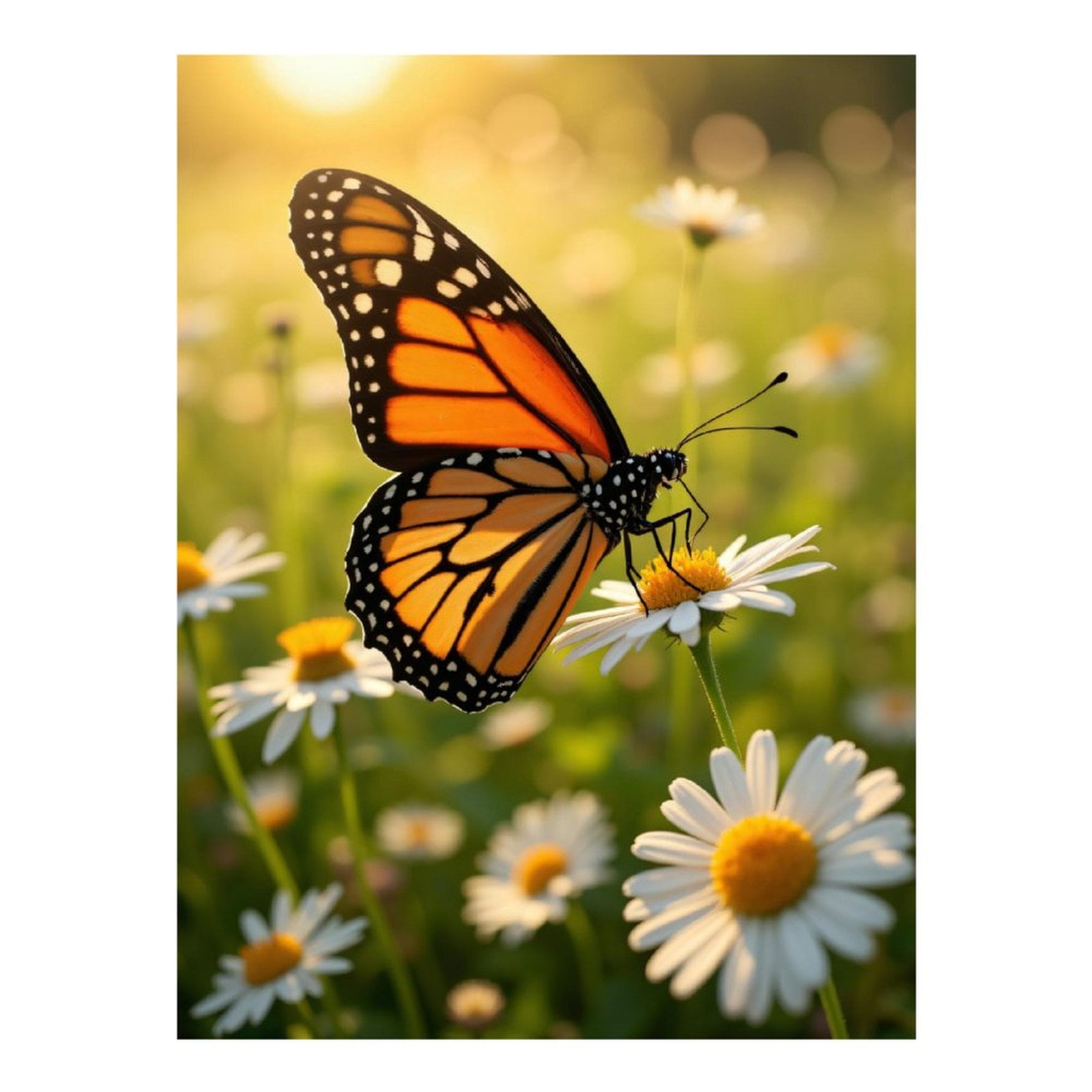 Diamond Art Kit for Adults, Butterfly On Daisies In Sunlight Diamond Painting for Adults Beginners, 5D DIY Diamond Art Painting Kits, Colorful Diamond Painting Craft for Home Decor 12x16