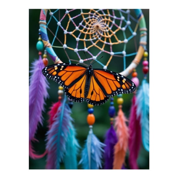 Diamond Art Kit for Adults, Butterfly Dreamcatcher Feathers Colors Diamond Painting for Adults Beginners, 5D DIY Diamond Art Painting Kits, Colorful Diamond Painting Craft for Home Decor 12x16