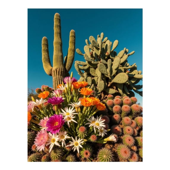 Diamond Art Kit for Adults, Cactus Blooms In Desert Landscape Diamond Painting for Adults Beginners, DIY Diamond Art Painting Kits, 5D Diamond Painting Crafts for Home Decor 12x16 Frameless