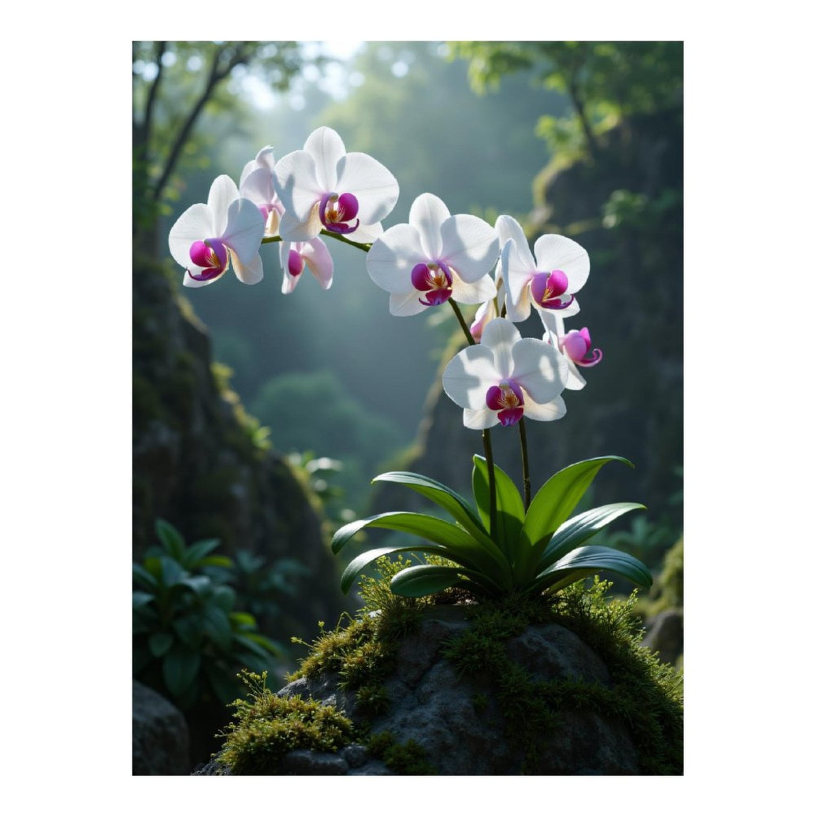 Diamond Art Kit for Adults, Calm Serenity Orchids Mossy Rock Diamond Painting for Adults Beginners, 5D DIY Diamond Art Painting Kits, Colorful Diamond Painting Craft for Home Decor 12x16
