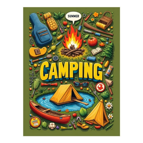 Diamond Art Kit for Adults, Camping Adventure Art Diamond Painting for Adults Beginners, 5D DIY Diamond Art Painting Kits, Colorful Diamond Painting Craft for Home Decor 12x16