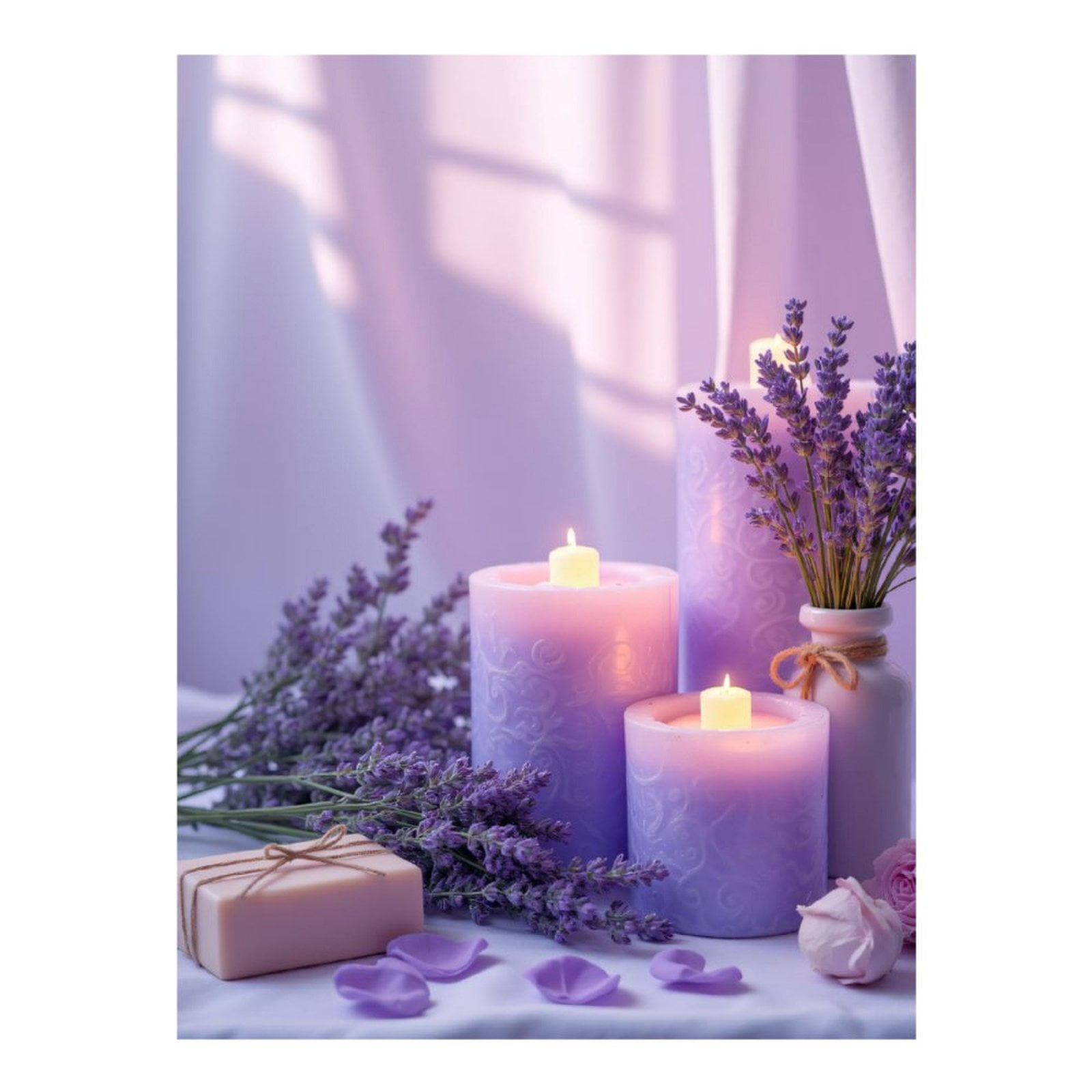 Diamond Art Kit for Adults, Candles Lavender Flowers Romance Glow Diamond Painting for Adults Beginners, 5D DIY Diamond Art Painting Kits, Colorful Diamond Painting Craft for Home Decor 12x16