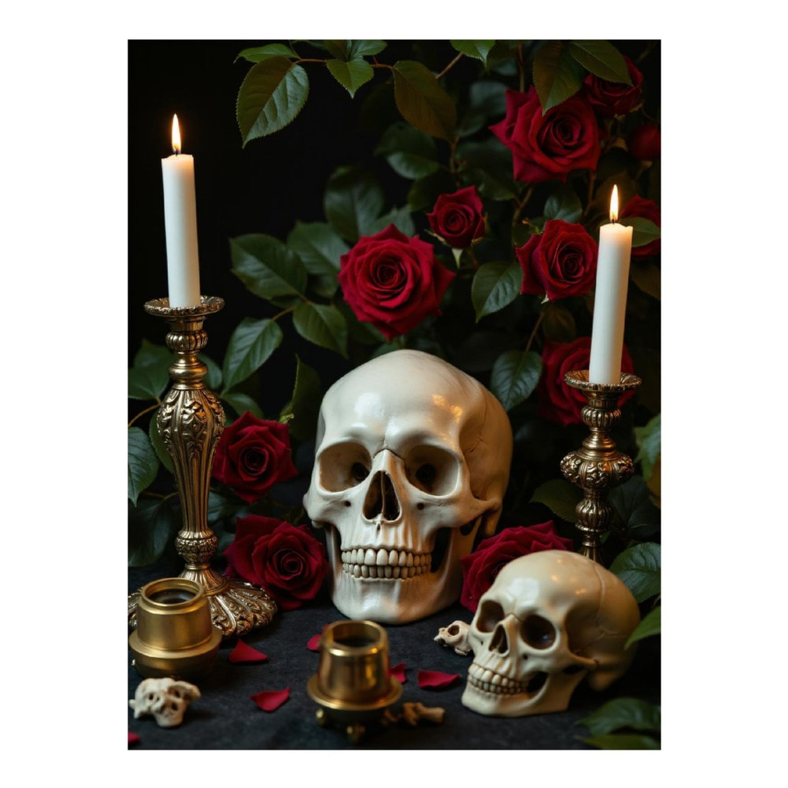 Diamond Art Kit for Adults, Candles Skulls Red Roses Display Diamond Painting for Adults Beginners, 5D DIY Diamond Art Painting Kits, Colorful Diamond Painting Craft for Home Decor 12x16