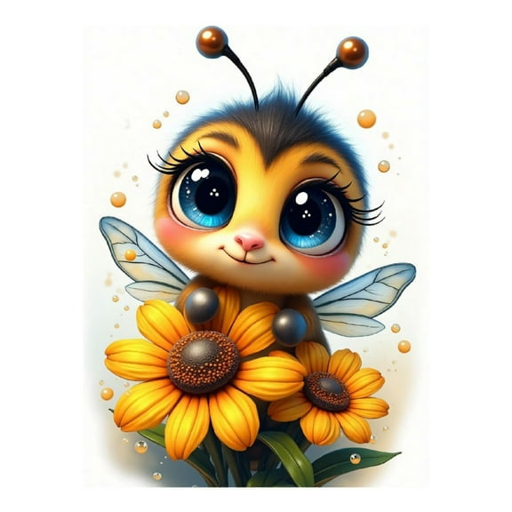 Diamond Art Kit for Adults, Cartoon Bee Print No.7 Diamond Painting for Adults Beginners, 5D DIY Diamond Art Painting Kits, Colorful Diamond Painting Craft for Home Decor 12x16