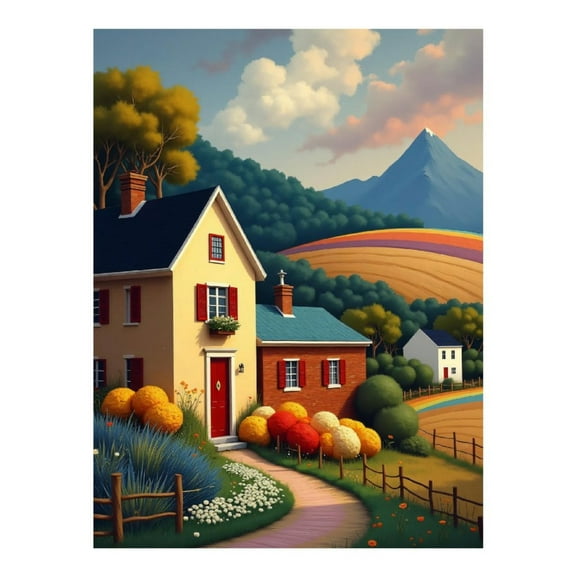 Diamond Art Kit for Adults, Cartoon Country House Print No.13 Diamond Painting for Adults Beginners, 5D DIY Diamond Art Painting Kits, Colorful Diamond Painting Craft for Home Decor 12x16