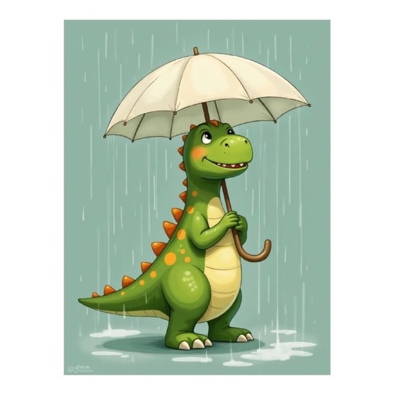 Diamond Art Kit for Adults, Cartoon Dinosaur Umbrella Rainy Day Diamond Painting for Adults Beginners, 5D DIY Diamond Art Painting Kits, Colorful Diamond Painting Craft for Home Decor 12x16
