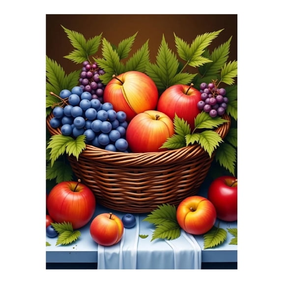 Diamond Art Kit for Adults, Cartoon Fruit Basket Print No.26 Diamond Painting for Adults Beginners, 5D DIY Diamond Art Painting Kits, Colorful Diamond Painting Craft for Home Decor 12x16