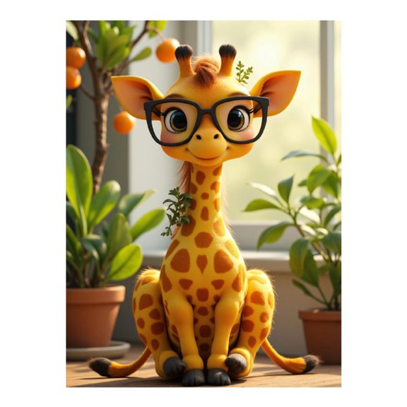 Diamond Art Kit for Adults, Cartoon Giraffe With Glasses Indoors Diamond Painting for Adults Beginners, DIY Diamond Art Painting Kits, 5D Diamond Painting Crafts for Home Decor 12x16 Frameless