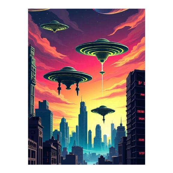 Diamond Art Kit for Adults, Cartoon UFO Cityscape Print No.40 Diamond Painting for Adults Beginners, 5D DIY Diamond Art Painting Kits, Colorful Diamond Painting Craft for Home Decor 12x16