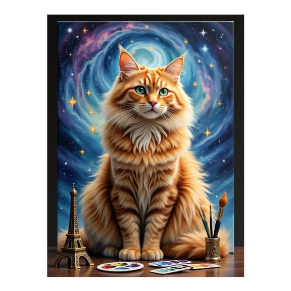 Diamond Art Kit for Adults, Cat Art Galaxy Brush Painting Diamond Painting for Adults Beginners, 5D DIY Diamond Art Painting Kits, Colorful Diamond Painting Craft for Home Decor 12x16