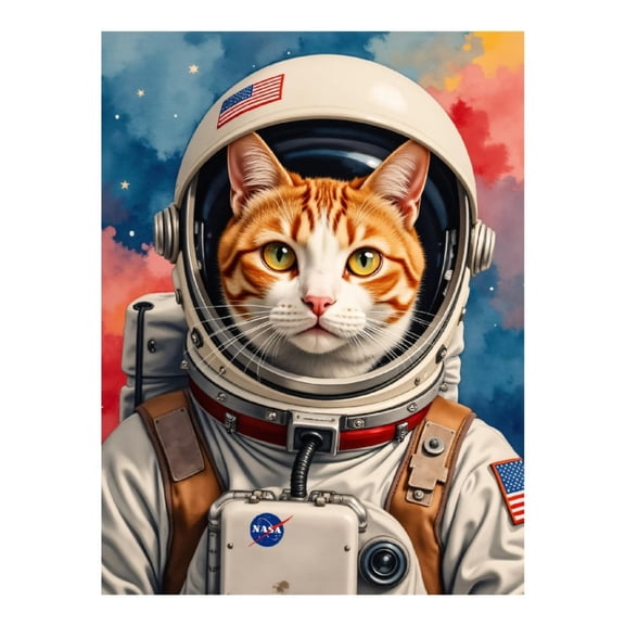 Diamond Art Kit for Adults, Cat Astronaut Space Suit Stars Diamond Painting for Adults Beginners, 5D DIY Diamond Art Painting Kits, Colorful Diamond Painting Craft for Home Decor 12x16 Frameless