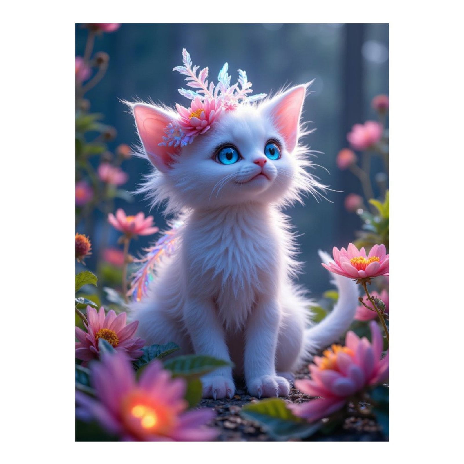 Diamond Art Kit for Adults, Cat Fantasy Blossoms Whimsy Diamond Painting for Adults Beginners, DIY Diamond Art Painting Kits, 5D Diamond Painting Crafts for Home Decor 12x16 Frameless
