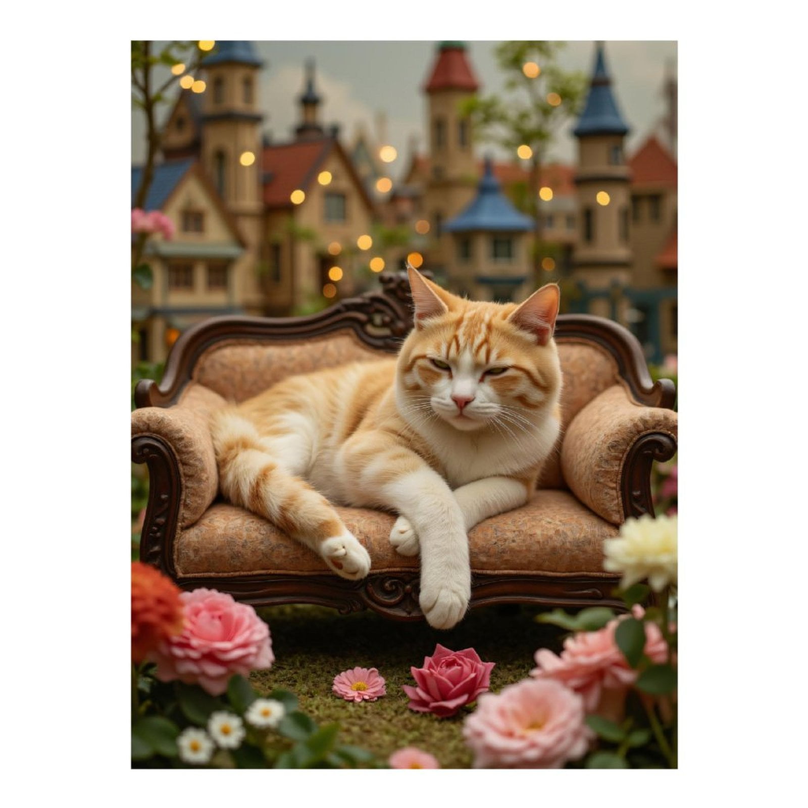 Diamond Art Kit for Adults, Cat Relaxing On Miniature Couch Diamond Painting for Adults Beginners, 5D DIY Diamond Art Painting Kits, Colorful Diamond Painting Craft for Home Decor 12x16