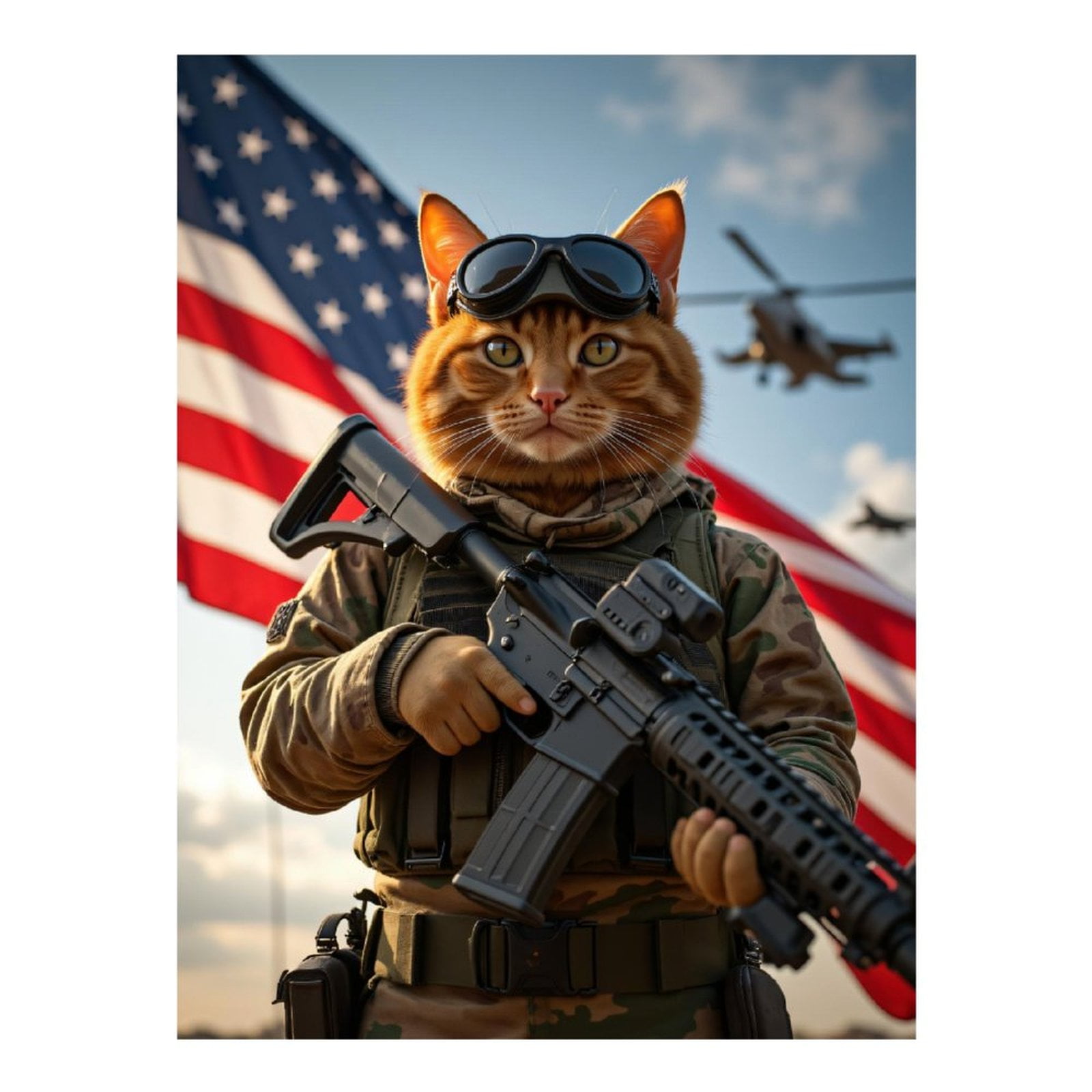 Diamond Art Kit for Adults, Cat Soldier Patriotic Scene Diamond Painting for Adults Beginners, 5D DIY Diamond Art Painting Kits, Colorful Diamond Painting Craft for Home Decor 12x16