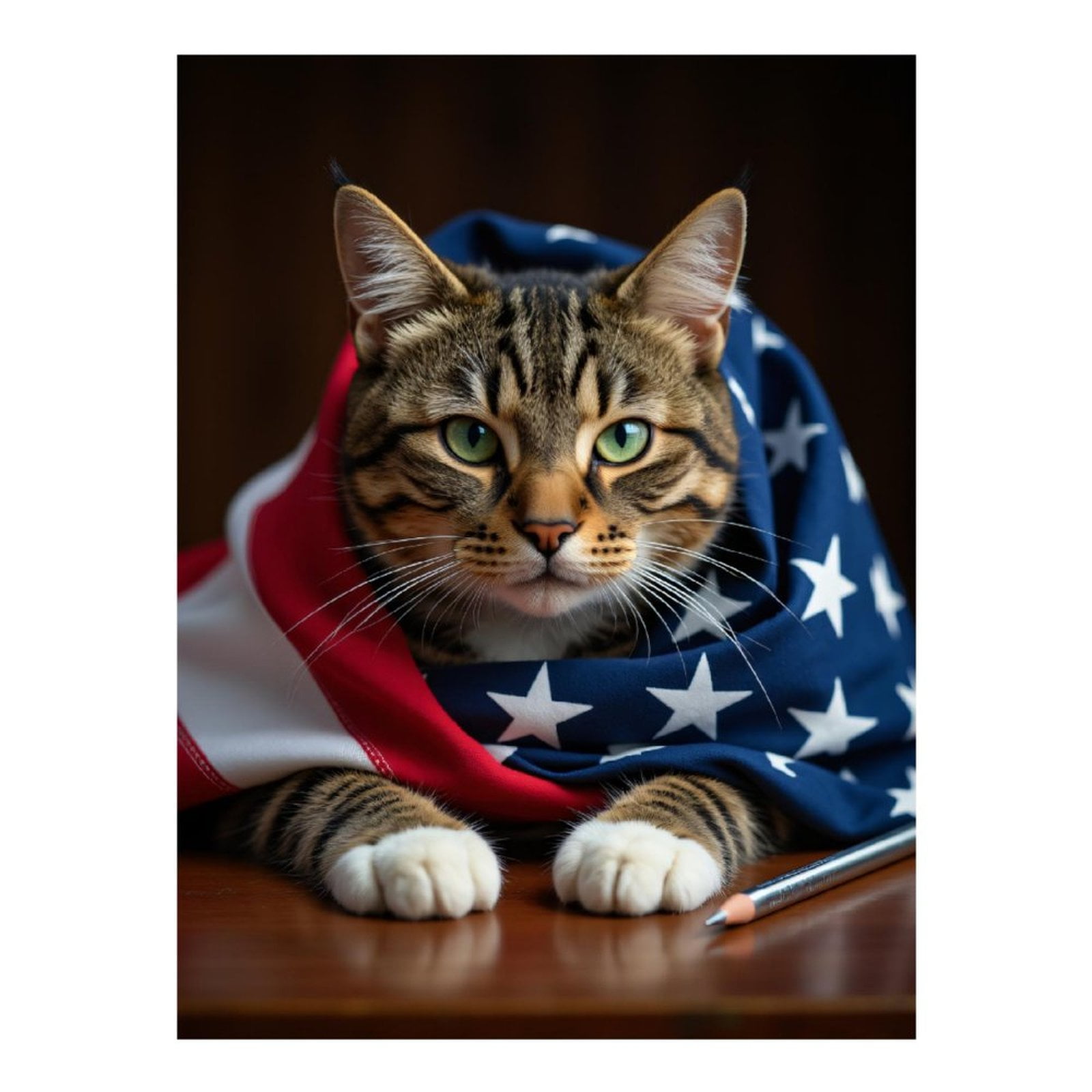 Diamond Art Kit for Adults, Cat Stars Stripes Patriotic Look Diamond Painting for Adults Beginners, 5D DIY Diamond Art Painting Kits, Colorful Diamond Painting Craft for Home Decor 12x16